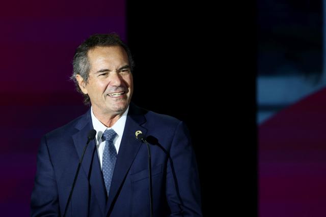 President of the Pan American Sports Organization Neven Ilic speaks during the official countdown celebrations marking one year until the 2027 Pan American Games in Lima on August 6, 2026. (Photo by Connie FRANCE / AFP)