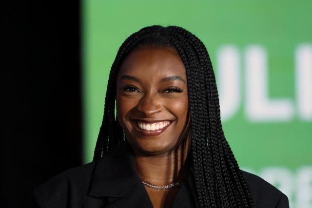 US gymnast Simone Biles attends the official countdown celebrations marking one year until the 2027 Pan American Games in Lima on August 6, 2026. (Photo by Connie FRANCE / AFP)