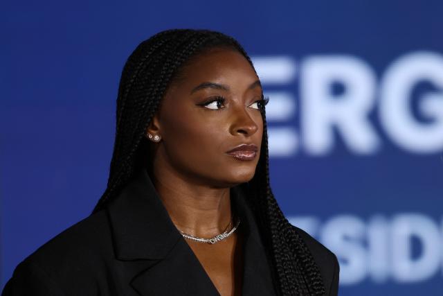 US gymnast Simone Biles attends the official countdown celebrations marking one year until the 2027 Pan American Games in Lima on August 6, 2026. (Photo by Connie FRANCE / AFP)