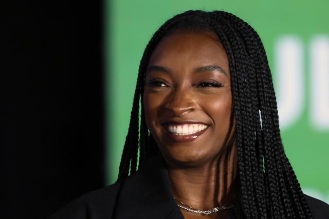US gymnast Simone Biles attends the official countdown celebrations marking one year until the 2027 Pan American Games in Lima on August 6, 2026. (Photo by Connie FRANCE / AFP)