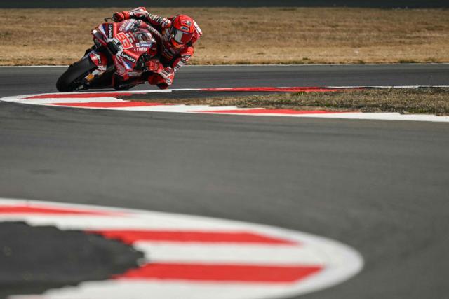 Ducati Lenovo Team's Spanish rider Marc Marquez takes part in the MotoGP Free Practice 1, on the first day of the MotoGP British Grand Prix weekend at Silverstone circuit, central England on August 7, 2026. (Photo by Glyn KIRK / AFP)