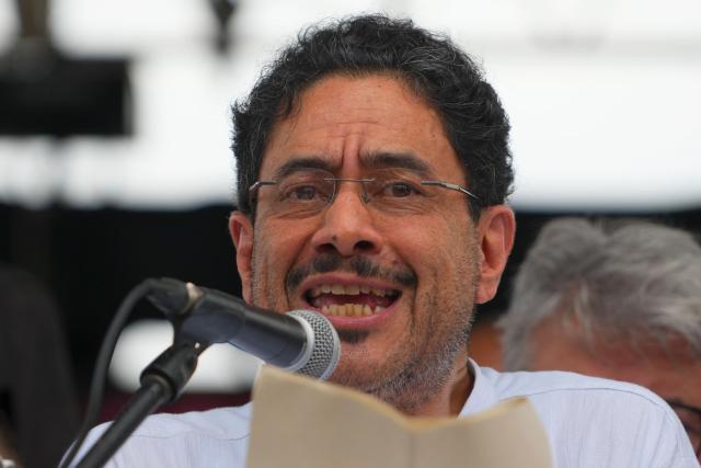Colombian Senator Ivan Cepeda addresses supporters during a rally against the inauguration of Colombian President Abelardo de la Espriella in Barranquilla, Colombia, on August 7, 2026. (Photo by Vanexa Romero / AFP)