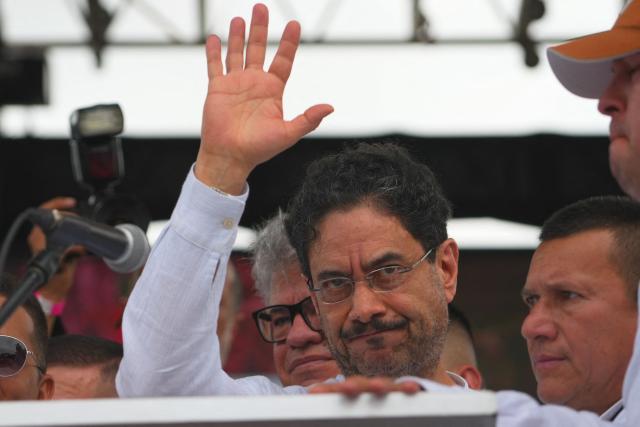 Colombian Senator Ivan Cepeda addresses supporters during a rally against the inauguration of Colombian President Abelardo de la Espriella in Barranquilla, Colombia, on August 7, 2026. (Photo by Vanexa Romero / AFP)