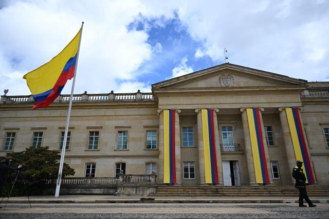 A view of the Casa de Narino presidential palace in Bogota on August 7, 2026, before the inauguration of Colombia's president-elect Abelardo de la Espriella. Colombian President-elect Abelardo de la Espriella takes office on August 7, 2026, vowing to launch a war on drug-running guerrillas and usher in a new era of close ties with the United States. (Photo by Raul ARBOLEDA / AFP)