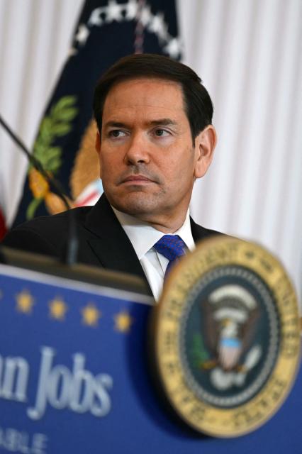 US Secretary of State Marco Rubio participates in a roundtable on the American mining industry at the US Department of State in Washington, DC, on August 7, 2026. (Photo by Kent NISHIMURA / AFP)