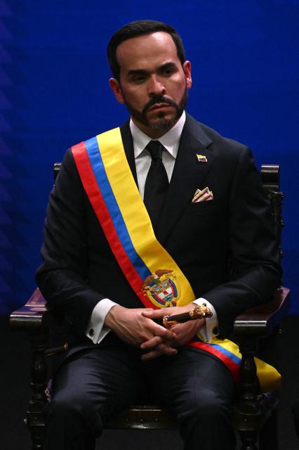 Colombia's new President Abelardo de la Espriella looks on during his inauguration ceremony at the Universidad Santiago de Cali in Cali, Colombia, on August 7, 2026. (Photo by Luis ACOSTA / AFP)