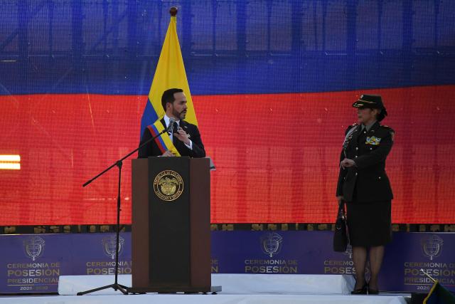 Colombia's new President Abelardo de la Espriella delivers a speech at the Pichincha Battalion after swearing in, in Cali, Colombia, on August 7, 2026. (Photo by Jaime SALDARRIAGA / AFP)