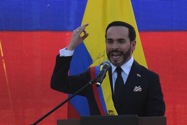 Colombia's new President Abelardo de la Espriella delivers a speech at the Pichincha Battalion after swearing in, in Cali, Colombia, on August 7, 2026. (Photo by Jaime SALDARRIAGA / AFP)