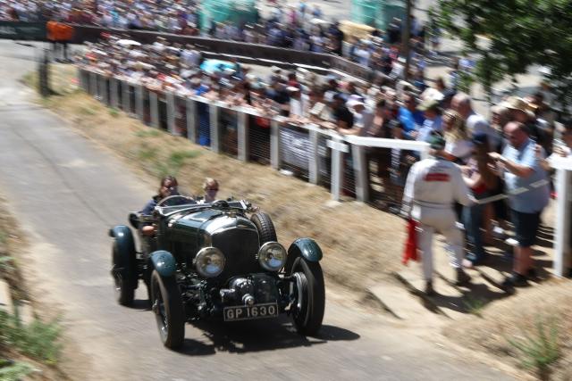 A 1931 Bentley 4.5 litre Supercharged "Blower" is displayed during the Grand Prix Centenary event at Brooklands Museum and race circuit, in Weybridge, south-west of London on August 8, 2026. 2026 marks the 100th anniversary of Britain's first Grand Prix, held at the Brooklands race circuit. (Photo by Toby Shepheard / AFP)