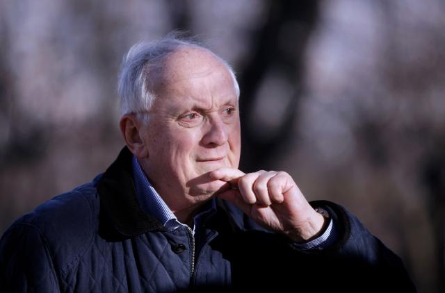 (FILES) Andras Baka, Hungarian jurist, former judge of the European Court of Human Rights and former President of the Hungarian Supreme Court, poses for a photo on the sidelines of an AFP interview on February 8, 2022 in Budapest, Hungary. On August 8, 2026, the party of Hungarian Prime Minister Peter Magyar chose Andras Baka, a former president of the Supreme Court who had been removed from office by former Prime Minister Viktor Orbán for opposing him, as its candidate for the presidency of the country. (Photo by Peter Kohalmi / AFP)