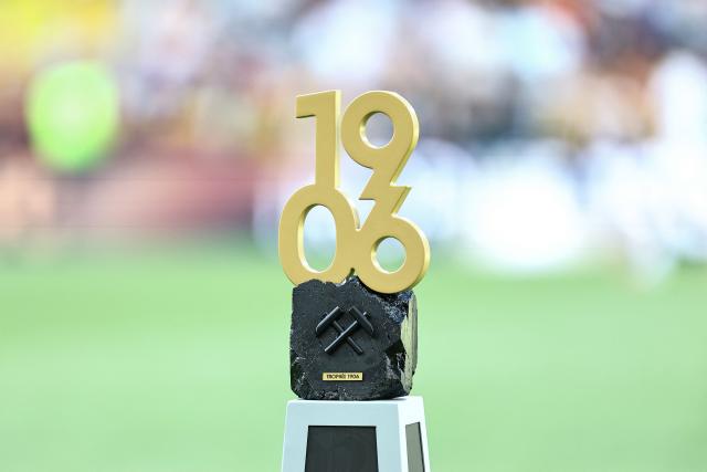 This photograph shows the Trophee 1906 at the end of the friendly football match between RC Lens and AFC Sunderland at the Bollaert-Delelis Stadium in Lens, northern France, on August 8, 2026. (Photo by Sameer Al-DOUMY / AFP)