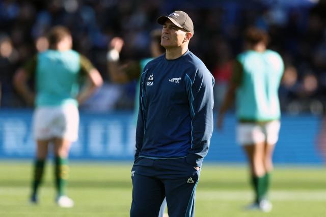 Argentina's head coach Felipe Contepomi looks on ahead of the Rugby Union one-off test match between Argentina and South Africa at the Jose Amalfitani stadium in Buenos Aires on August 8, 2026. (Photo by Alejandro PAGNI / AFP)