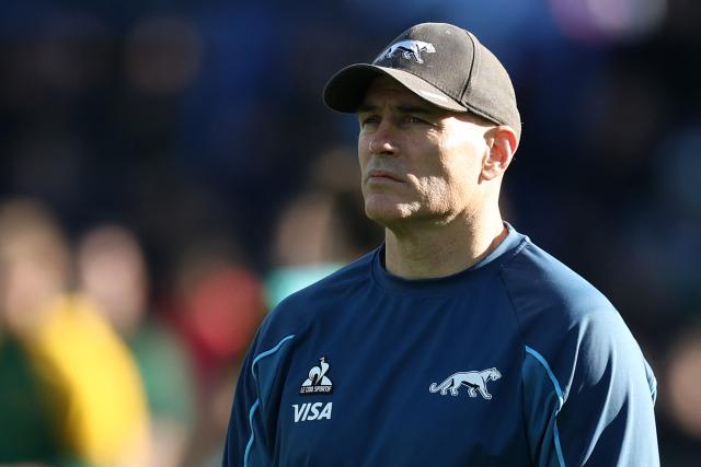Argentina's head coach Felipe Contepomi looks on ahead of the Rugby Union one-off test match between Argentina and South Africa at the Jose Amalfitani stadium in Buenos Aires on August 8, 2026. (Photo by Alejandro PAGNI / AFP)
