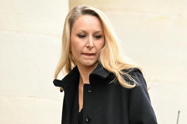 (FILES) Right-wing European Conservatives and Reformists (ECR) MEP Marion Marechal arrives for a memorial service for French far-right figure Jean-Marie Le Pen at the Notre-Dame du Val-de-Grace church in Paris, on January 16, 2025. Behind the scenes, the French far-right party Rassemblement National (RN) candidate for the presidential election relies above all on her family and her inner circle: more than just a team, it’s a clan. (Photo by Bertrand GUAY / AFP)