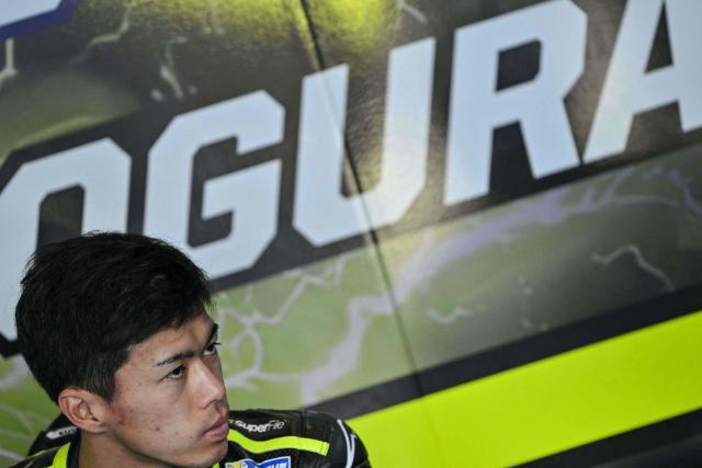 Trackhouse MotoGP's Japanese rider Ai Ogura is pictured in the garage ahead of the MotoGP British Grand Prix at Silverstone circuit, central England on August 9, 2026. (Photo by Glyn KIRK / AFP)