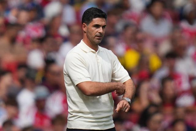 Arsenal's Spanish manager Mikel Arteta looks on during the English Premier League football match between Arsenal and Borussia Dortmund at the Emirates Stadium in London on August 9, 2026. (Photo by CARLOS JASSO / AFP)