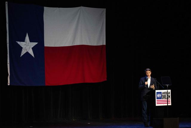 Democratic candidate for US Senate James Talarico speaks during a campaign rally as part of his "New American Dream Tour" in Pasadena, Texas, on August 9, 2026. Talarico, a 37-year-old former Presbyterian seminarian and middle school teacher, is aiming to become the first Texas Democrat to win a Senate seat in three decades. Polls show his insurgent campaign against the state's top prosecutor, Republican Ken Paxton, has a real chance in November's midterm election. (Photo by RONALDO SCHEMIDT / AFP)