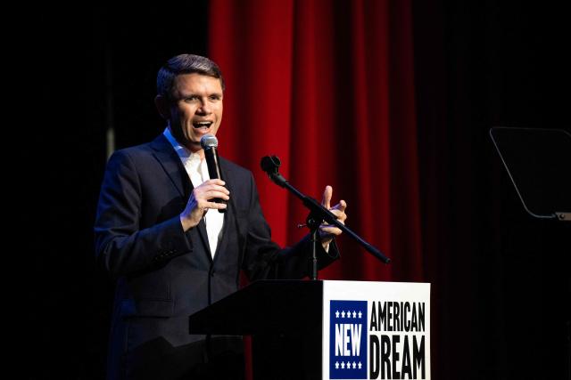 Democratic candidate for US Senate James Talarico speaks during a campaign rally as part of his "New American Dream Tour" in Pasadena, Texas, on August 9, 2026. Talarico, a 37-year-old former Presbyterian seminarian and middle school teacher, is aiming to become the first Texas Democrat to win a Senate seat in three decades. Polls show his insurgent campaign against the state's top prosecutor, Republican Ken Paxton, has a real chance in November's midterm election. (Photo by RONALDO SCHEMIDT / AFP)