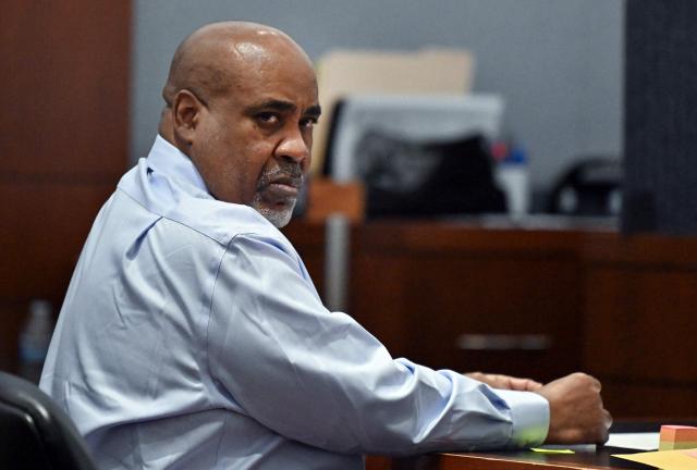 Duane Davis looks on during the first day of jury selection in his murder trial related to the 1996 killing of rapper Tupac Shakur at Clark County District Courts Regional Justice Center in Las Vegas, Nevada, on August 10, 2026. The trial of a former gang leader accused of orchestrating the murder of rapper Tupac Shakur finally began on August 10, 30 years after one of America's most high-profile unresolved killings. The proceedings, expected to last a month, will likely not make clear who fired the shots that killed the California hip-hop legend on the night of September 7, 1996, while he was in Las Vegas to see a Mike Tyson boxing match. (Photo by David Becker / POOL / AFP)