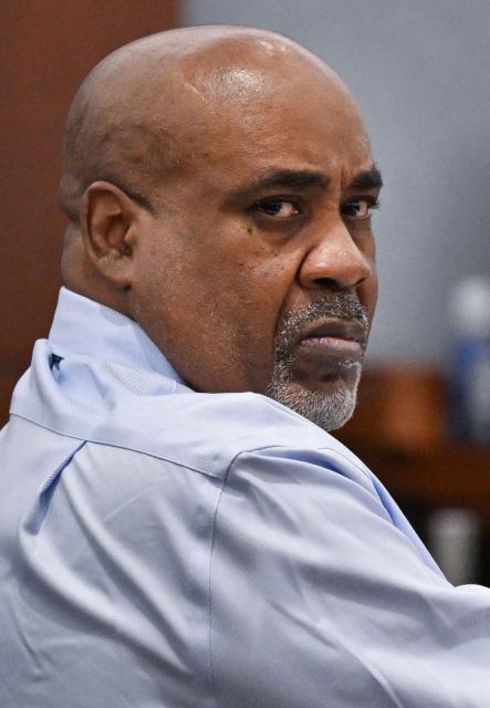 Duane Davis looks on during the first day of jury selection in his murder trial related to the 1996 killing of rapper Tupac Shakur at Clark County District Courts Regional Justice Center in Las Vegas, Nevada, on August 10, 2026. The trial of a former gang leader accused of orchestrating the murder of rapper Tupac Shakur finally began on August 10, 30 years after one of America's most high-profile unresolved killings. The proceedings, expected to last a month, will likely not make clear who fired the shots that killed the California hip-hop legend on the night of September 7, 1996, while he was in Las Vegas to see a Mike Tyson boxing match. (Photo by David Becker / POOL / AFP)