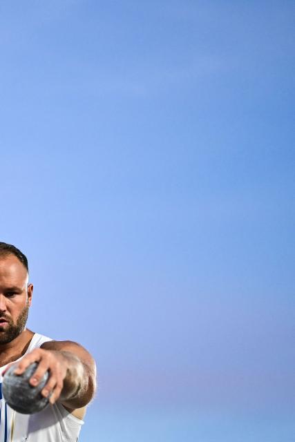 Czech Republic's Tomas Stanek competes in the men's shot put final during the European Athletics Championships at Alexander Stadium in Birmingham on August 10, 2026. (Photo by Ben STANSALL / AFP)