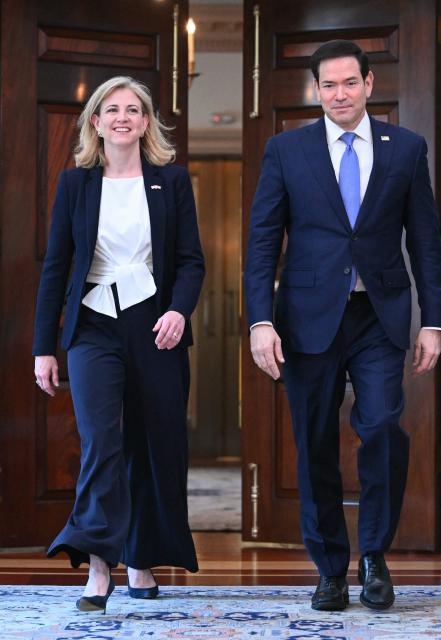 US Secretary of State Marco Rubio (R) and Austrian Foreign Minister Beate Meinl-Reisinger walk as they meet at the State Department in Washington, DC, on August 11, 2026. (Photo by Mandel NGAN / AFP)