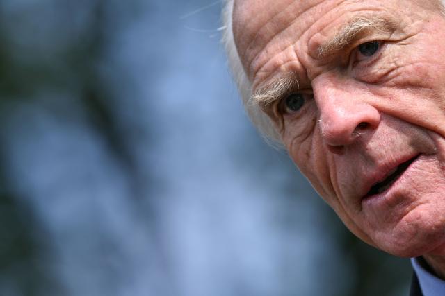 Peter Navarro, Senior Counselor to the President for Trade and Manufacturing, speaks to the press outside the White House in Washington, DC, on August 11, 2026. (Photo by Brendan SMIALOWSKI / AFP)