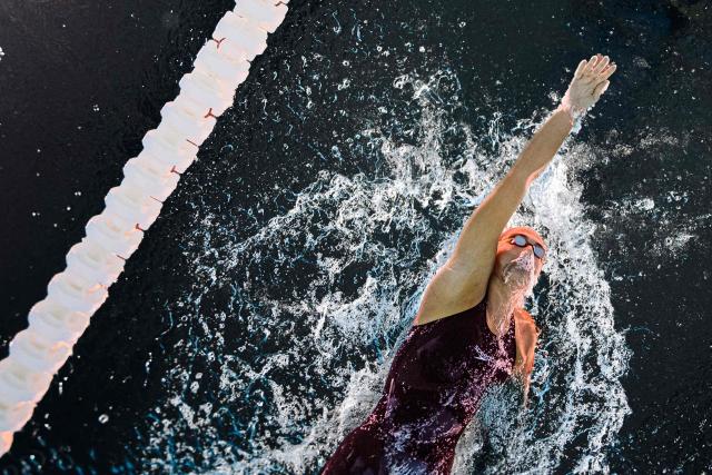 Italy's swimmer Simona Quadarella competes during the final of the women's 800m freestyle swimming event during the LEN European Aquatics Championships at the Olympic Aquatic Centre in Saint-Denis, northern suburbs of Paris, on August 11, 2026. (Photo by Sébastien BOZON / AFP)