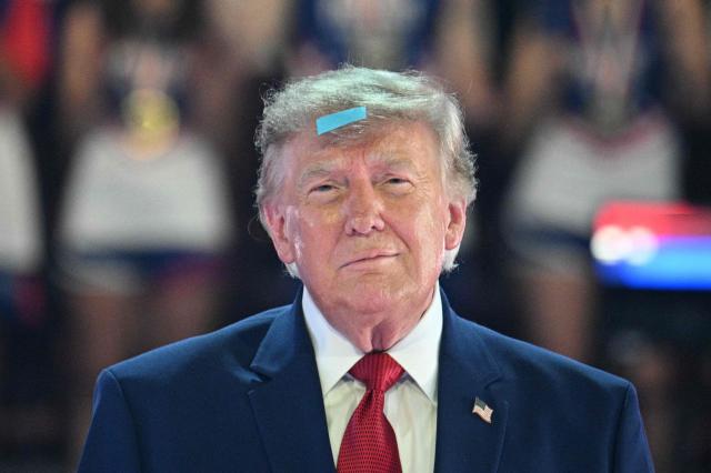US President Donald Trump attends the 2026 Patriot Games finals at Spire Academy in Geneva, Ohio on August 11, 2026. (Photo by Jim WATSON / AFP)