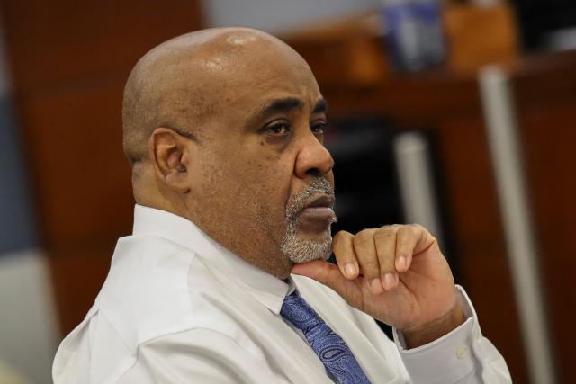 Duane Davis looks on during the second day of jury selection in his murder trial related to the 1996 killing of rapper Tupac Shakur at Clark County District Courts Regional Justice Center in Las Vegas, Nevada, on August 11, 2026. The trial of a former gang leader accused of orchestrating the murder of rapper Tupac Shakur finally began on August 10, 30 years after one of America's most high-profile unresolved killings. The proceedings, expected to last a month, will likely not make clear who fired the shots that killed the California hip-hop legend on the night of September 7, 1996, while he was in Las Vegas to see a Mike Tyson boxing match. (Photo by Daniel Cole / POOL / AFP)
