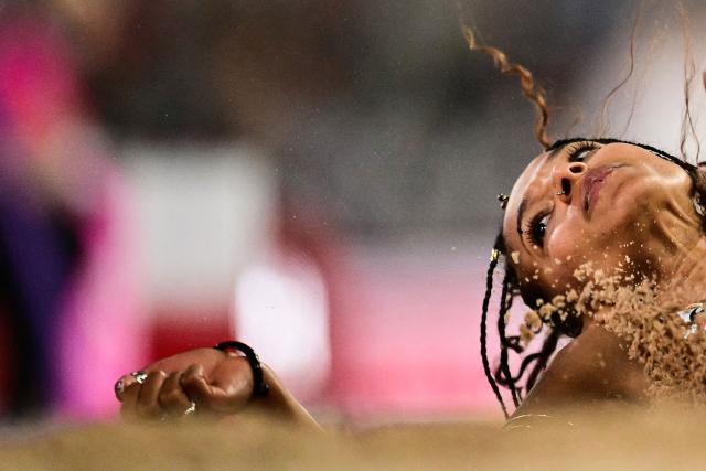 Belgium's Saliyya Guisse competes in the women's triple jump final during the European Athletics Championships at Alexander Stadium in Birmingham on August 13, 2026. (Photo by Ben STANSALL / AFP)