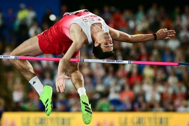Poland's Mateusz Kolodziejski competes in the men's high jump final during the European Athletics Championships at Alexander Stadium in Birmingham on August 14, 2026. (Photo by Ben STANSALL / AFP)
