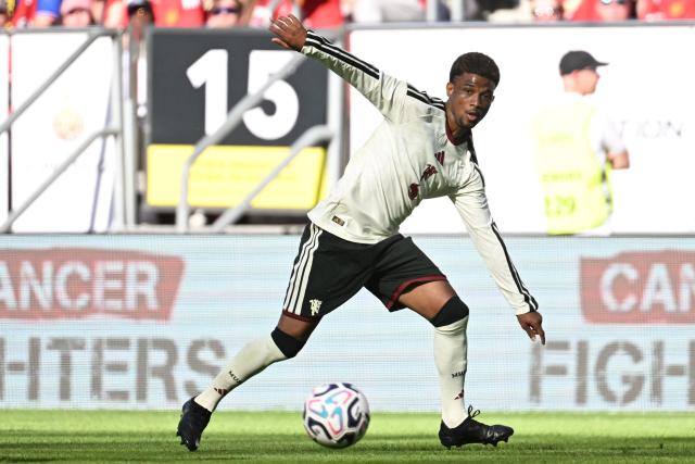 Manchester United's Ivorian forward #16 Amad Diallo controls the ball during the pre-season friendly football match between Manchester United and AC Milan at the Tarczynski Arena in Wroclaw, Poland, on August 15, 2026. (Photo by Sergei GAPON / AFP)