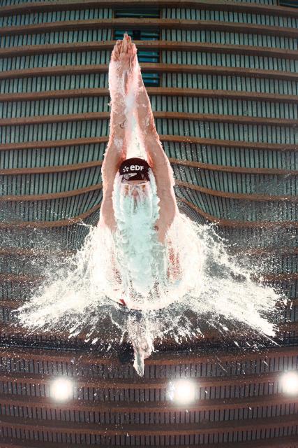 Germany's swimmer Oliver Klemet competes during the final of the men's 1500m freestyle swimming event during the LEN European Aquatics Championships at the Olympic Aquatic Centre in Saint-Denis, northern suburbs of Paris, on August 15, 2026. (Photo by Sébastien BOZON / AFP)