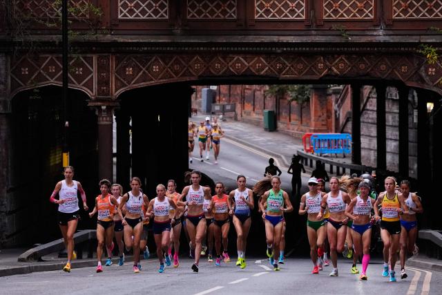 Athletes compete in the women's marathon during the European Athletics Championships in Birmingham on August 16, 2026. (Photo by Peter David JOSEK / POOL / AFP)