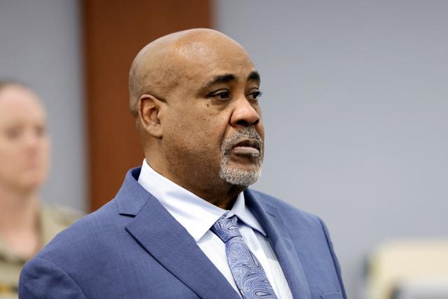 Duane Davis looks on during opening statements of his murder trial, related to the 1996 killing of rapper Tupac Shakur, at Clark County District Court in the Regional Justice Center in Las Vegas, Nevada, on August 17, 2026. The trial of the former gang leader accused of orchestrating the murder of rapper Tupac Shakur began on August 10, 30 years after one of America's most high-profile unresolved killings. The proceedings, expected to last a month, will likely not make clear who fired the shots that killed the California hip-hop legend on the night of September 7, 1996, while he was in Las Vegas to see a Mike Tyson boxing match. (Photo by STEVE MARCUS / POOL / AFP)