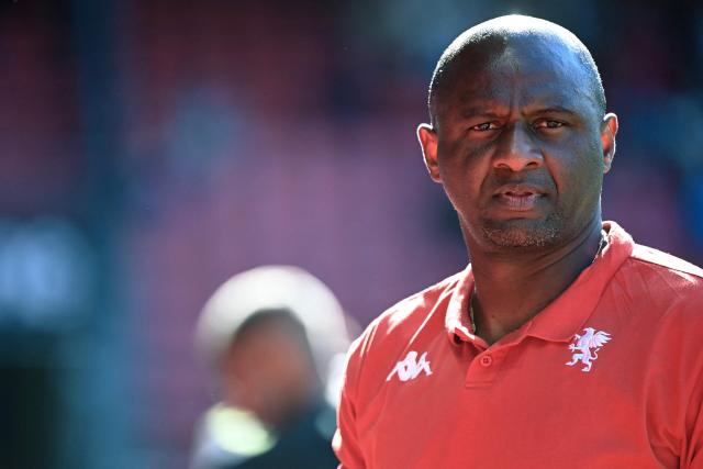(FILES) Genoa's French coach Patrick Vieira looks on prior to the international club friendly football match between Rennes and Genoa at the Roazhon Park stadium in Rennes, western France on August 9, 2025. Senegal have appointed France's 1998 World Cup winner Patrick Vieira as head coach, the country's football federation announced on August 18, 2026, succeeding Pape Thiaw who was dismissed after the recent World Cup. (Photo by JEAN-FRANCOIS MONIER / AFP)