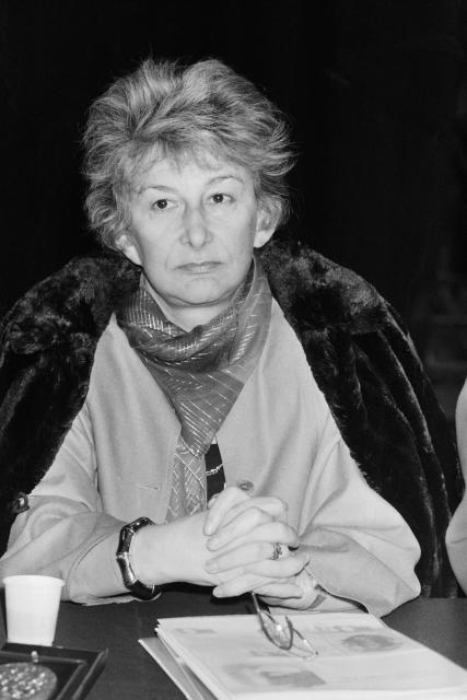 (FILES) French minister of women's rights Yvette Roudy attends a convention about "Women and Future" during the international woman's day in Paris on March 08, 1984. Yvette Roudy, who served as the first Minister of Women's Rights between 1981 and 1986, died on August 18, 2026 in Cabestany (Pyrénées-Orientales) at the age of 97, her nephew Jean-Pierre Saldou told AFP. (Photo by Georges BENDRIHEM / AFP)