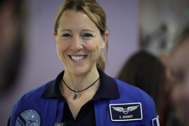 (FILES) French astronaut Sophie Adenot attends a press conference regarding her departure for the International Space Station (ISS) in 2026, at the CNES, Centre national d'études spatiales (National Center for Space Studies) in Toulouse, southwestern France on November 24, 2025. Sophie Adenot became the first French female astronaut to venture outside the International Space Station for a spacewalk on August 18, 2026, accompanied by American astronaut Anil Menon. President Emmanuel Macron hailed Sophie Adenot's spacewalk, describing the event as a source of "French pride" and seeing the astronaut as "the face of all possibilities." (Photo by Valentine CHAPUIS / AFP)