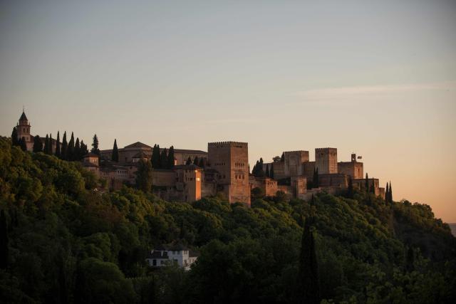 (FILES) Picture shows the Alhambra in Granada, on May 2, 2020. A magnitude-4.8 earthquake caused cracks in walls and sent debris falling in Granada on August 18, 2026 lightly injuring three people, officials said, days after a slightly stronger quake hit the southern Spanish city. Conservation teams and experts were checking Granada's Alhambra palace, a UNESCO-listed jewel of medieval Islamic architecture and the seat of Spain's last Muslim kingdom. (Photo by JORGE GUERRERO / AFP)