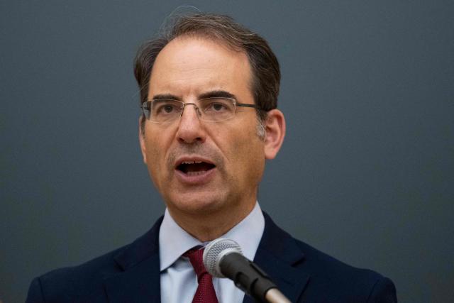 Colorado Attorney General Phil Weiser speaks during a press conference after opening arguments took place in the Meta trial over a lawsuit brought by US states about social media addiction at the Ronald V. Dellums Federal Building and United States Courthouse in Oakland, California, on August 18, 2026. A coalition of US states is seeking around $200 billion in damages against Meta, which they accuse of intentionally designing Facebook and Instagram to be addictive for children. Meta previously had claimed in court documents that the financial penalties could reach $1.4 trillion, close to its entire market value which hovers around $1.5 trillion. (Photo by Godofredo A. VÁSQUEZ / AFP)