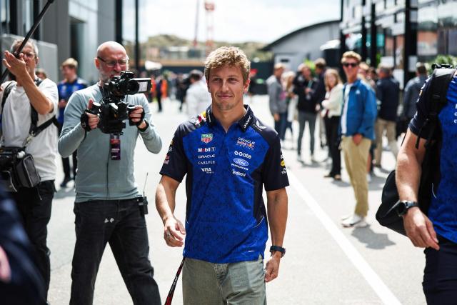 Racing Bulls' New Zealand driver Liam Lawson walks in the paddock ahead of the Formula One Dutch Grand Prix at The Circuit Zandvoort, western Netherlands, on August 20, 2026. (Photo by SIMON WOHLFAHRT / AFP)
