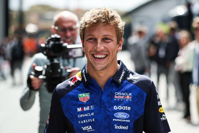 Racing Bulls' New Zealand driver Liam Lawson walks in the paddock ahead of the Formula One Dutch Grand Prix at The Circuit Zandvoort, western Netherlands, on August 20, 2026. (Photo by SIMON WOHLFAHRT / AFP)