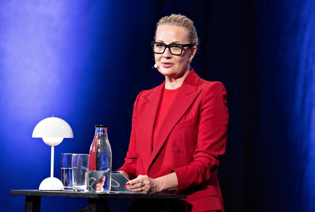 Yulia Navalnaya, widow of late Russian opposition leader Alexei Navalny, speaks during the Culture Festival Mors 2026 in Nykoebing Mors, Denmark, on August 20, 2026. (Photo by Henning Bagger / Ritzau Scanpix / AFP) / Denmark OUT