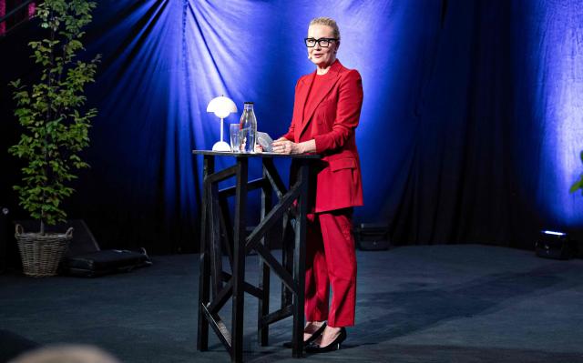 Yulia Navalnaya, widow of late Russian opposition leader Alexei Navalny, speaks during the Culture Festival Mors 2026 in Nykoebing Mors, Denmark, on August 20, 2026. (Photo by Henning Bagger / Ritzau Scanpix / AFP) / Denmark OUT