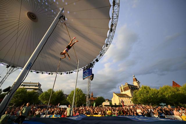Australia's Kurtis Marschall competes in the men's Pole Vault during the World Athletics Diamond League athletics meeting at the Stade Olympique de la Pontaise in Lausanne, on August 20, 2026. (Photo by Fabrice COFFRINI / AFP)