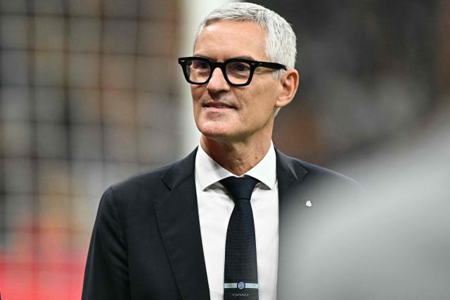 (FILES) Inter Chief executive officer Alessandro Antonello is pictured before the Italian Serie A football match between Inter and AC Milan at San Siro stadium in Milan, on September 22, 2024. Alessandro Antonello, who has been managing director of Olympique de Marseille for just over a year, is stepping down from his post, the club announced in a statement on August 20, 2026. (Photo by Gabriel BOUYS / AFP)