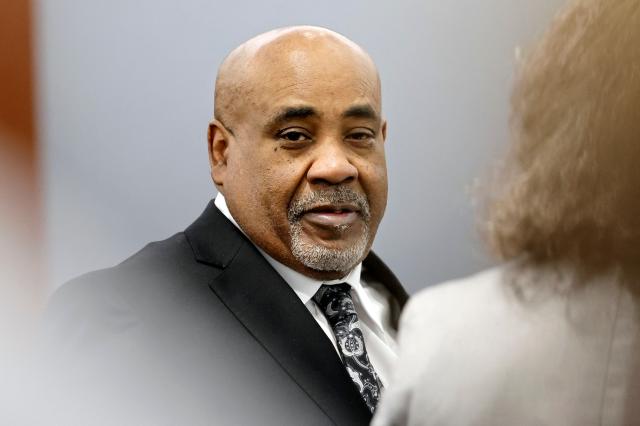 Duane Davis looks on during his murder trial, related to the 1996 killing of rapper Tupac Shakur, at Clark County District Court at the Regional Justice Center in Las Vegas, Nevada, on August 20, 2026. The trial of the former gang leader accused of orchestrating the murder of rapper Tupac Shakur began on August 10, 30 years after one of America's most high-profile unresolved killings. The proceedings, expected to last a month, will likely not make clear who fired the shots that killed the California hip-hop legend on the night of September 7, 1996, while he was in Las Vegas to see a Mike Tyson boxing match. (Photo by Steve Marcus / POOL / AFP)