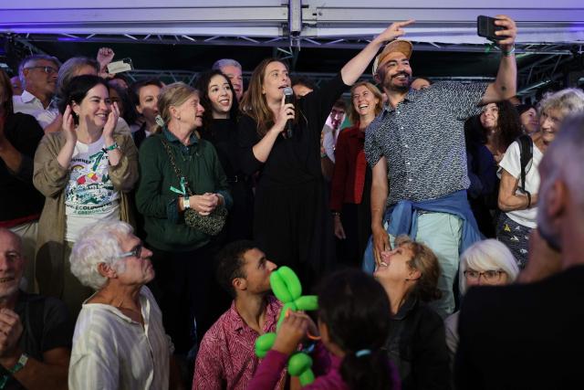 National secretary of French left-wing The Ecologistes party Marine Tondelier delivers a speech during the party's "universitй d'йtй" annual summer meeting in Saint-Martin-d’Heres, eastern France, on August 21, 2026. (Photo by Alex MARTIN / AFP)
