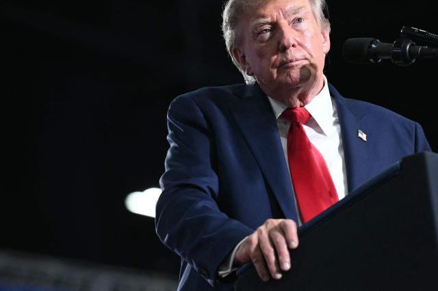 US President Donald Trump speaks during a campaign rally for US Senator Darline Graham at Myrtle Beach Convention Center in Myrtle Beach, South Carolina on August 21, 2026. (Photo by SAUL LOEB / AFP)